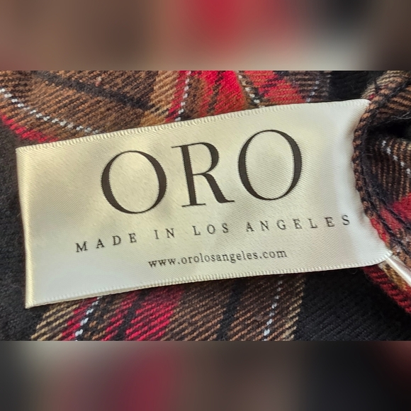 ORO Made In Los Angeles Red Plaid Shirt, Side Zip Pockets, Unisex Xl Wom, MED M - Picture 10 of 13